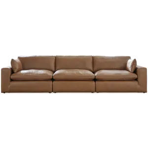 Emilia 3-Piece Leather Sectional Sofa - Brown