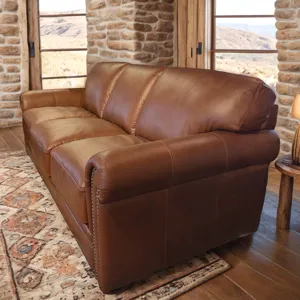 London Walnut Leather Sofa