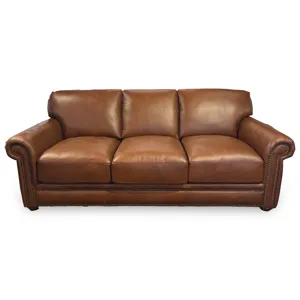 London Walnut Leather Sofa