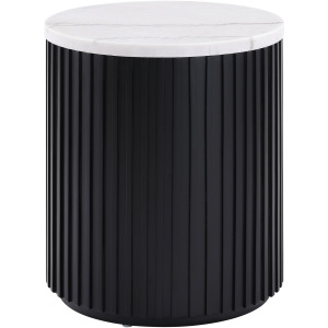 Colvin White Marble Top End Table, Black Finish
