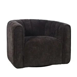 Grande Upholstered Barrel Swivel Chair - Chocolate