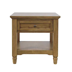 Brentwood Modern Transitional 24" Square End Table With Drawer And Storage Shelf