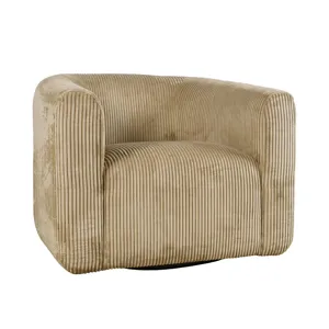 Biggs Corduroy Upholstered Barrel Swivel Chair - Sand
