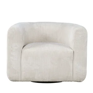 Biggs Modern Corduroy Upholstered Curved Barrel Swivel Accent Chair