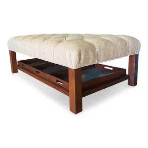 Bozeman 07 Faux Leather Tufted Tray Ottoman 