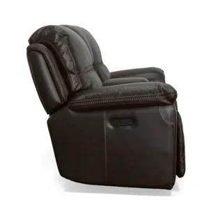 Fenwick Leather Power Loveseat w/Console & Power Headrests