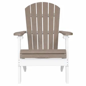 Cambridge Adirondack Outdoor Folding Chair - Weathered Wood/White