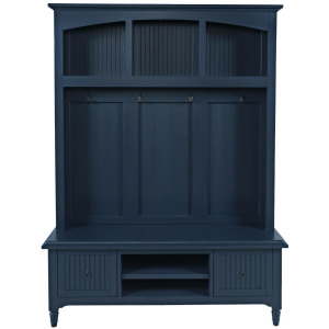 Westport Modern Farmhouse Hall Tree With Storage Bench - Navy