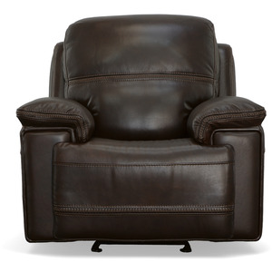 Fenwick Leather Power Gliding Recliner with Power Headrest - Dark Brown