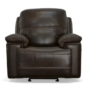 Fenwick Leather Power Gliding Recliner with Power Headrest - Dark Brown