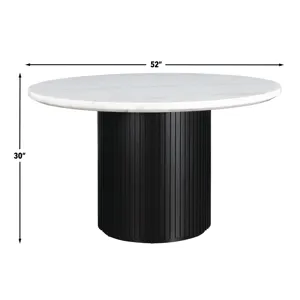 Colvin 52-Inch Round White Marble Table, Black Base