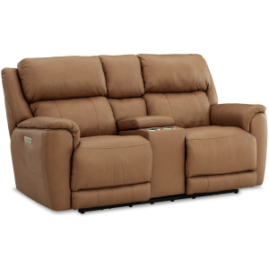 Tuscany 212 Zero Gravity Power Leather Loveseat - Butternut