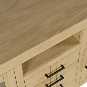 Auburn Hills 50" Contemporary Media Console With Tempered Glass Doors, Drawers And Adjustable Shelv