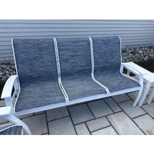 Belle Isle Sling Three-Seat Sofa - Snow / Nimbus Ocean