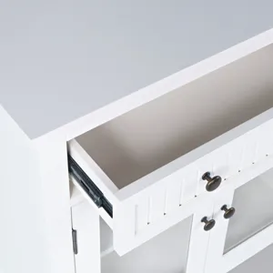 Westport 58" Glass Door Sideboard Cabinet a€“ Cottage Transitional Buffet With Adjustable Shelves