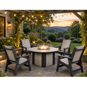 Preston London 5 PC Round Fire Pit Set - Seashell/Grey