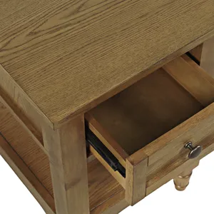 Brentwood Modern Transitional Chairside End Table With Drawer And Storage Shelf