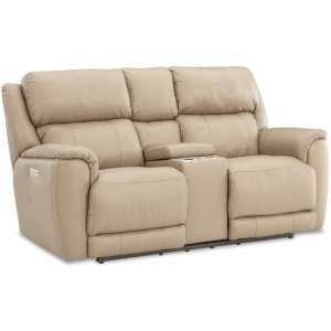 Tuscany 212 Zero Gravity Power Leather Loveseat - Stonewash
