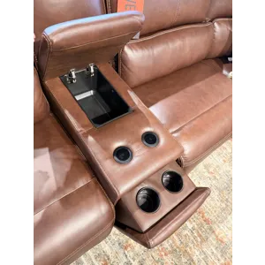 London Walnut Leather 6 Piece Power Reclining Sectional