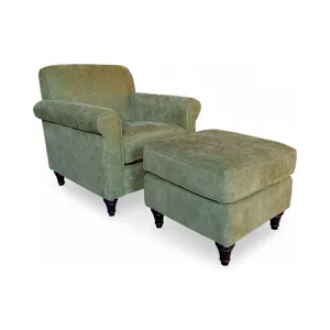 Poplin Olive Upholstered Ottoman