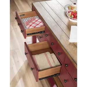 Vintage Market Kitchen Island 6 Drw W/Casters