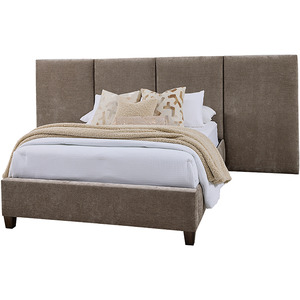 Joinery Upholstered Queen Wall Bed - Brindle Grey/Espresso Oak 
