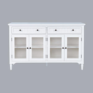 Westport 58" Glass Door Sideboard Cabinet - White