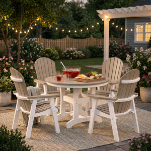 Chester Cambridge 5 PC Round Dining Set - Birchwood/White