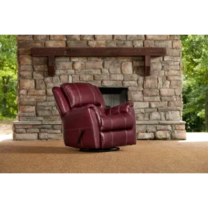 Mercury 188 Leather Swivel Glider Recliner - Red