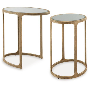 Irmaleigh Gold Mirror Accent Table (Set of 2)