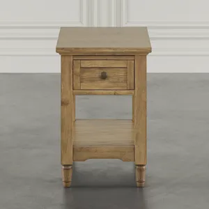 Brentwood Modern Transitional Chairside End Table With Drawer And Storage Shelf