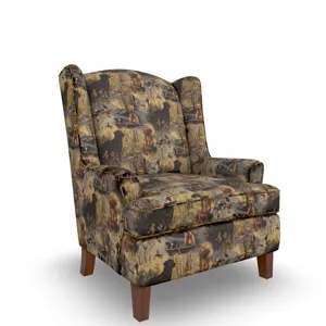 Andrea Fabric Stationary Chair - Dark Walnut
