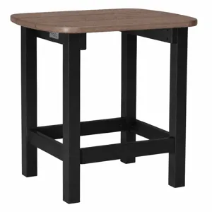 Oval Outdoor End Table - Weathered Wood/Black