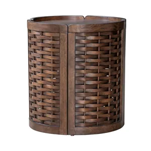 Warren Park Round Basketweave End Table - Coffee Brown