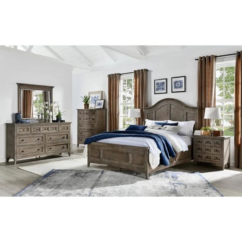 Paxton Place Wood King Bed Arched Headboard