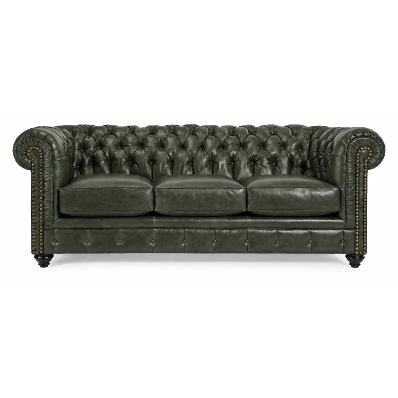 Huntsman Forest Leather Chesterfield Sofa