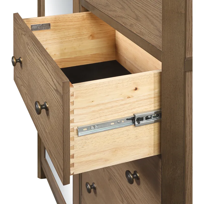 Sun Haven Mirrored Door Chest - Walnut and Oak Finish