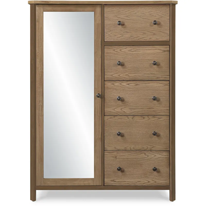 Sun Haven Mirrored Door Chest - Walnut and Oak Finish