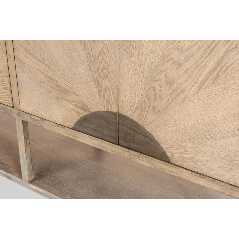 Sun Haven - 64" Credenza with Silver Tray - Oak and Walnut Finish