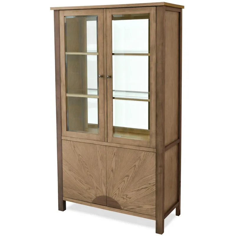 Sun Haven - Curio with Touch Lighting - Oak and Walnut Finish