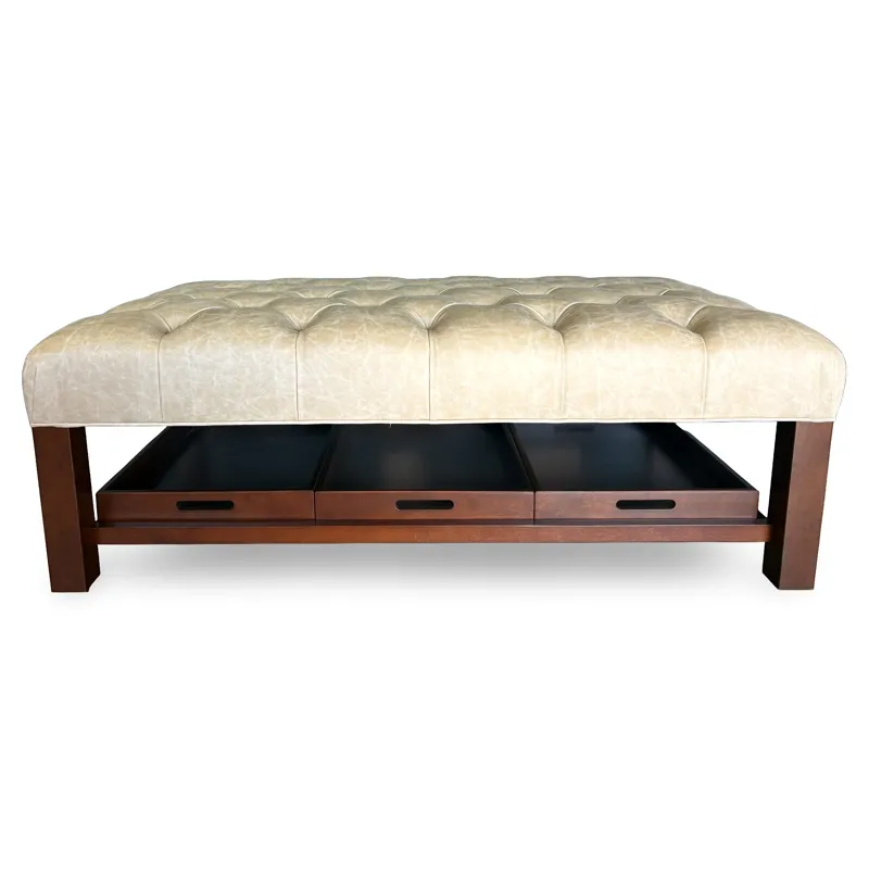 Bozeman 07 Faux Leather Tufted Tray Ottoman 