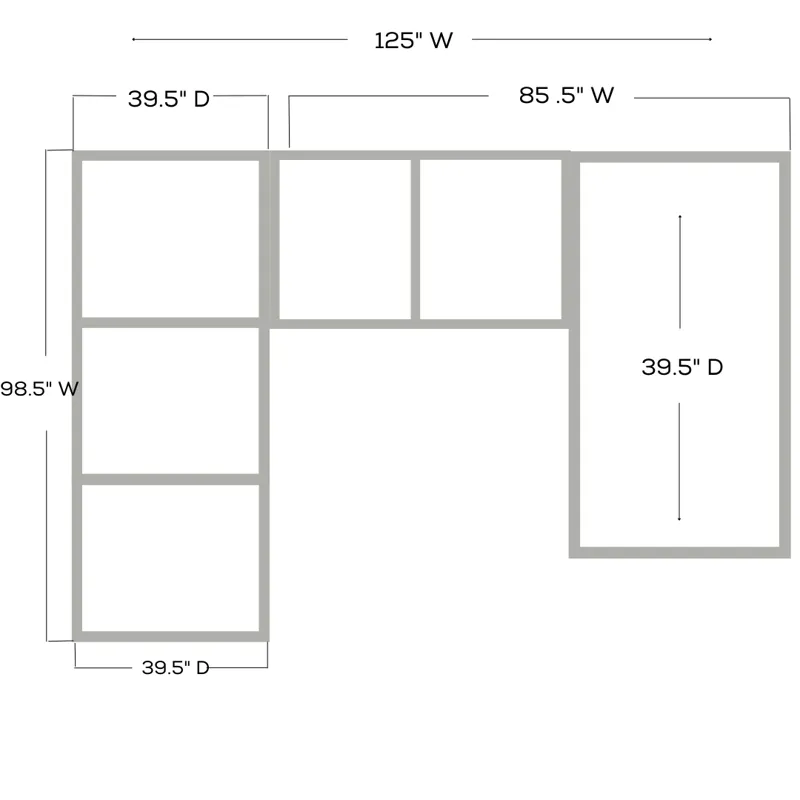 2 Piece Sectional w/Chaise - Harlow Ash