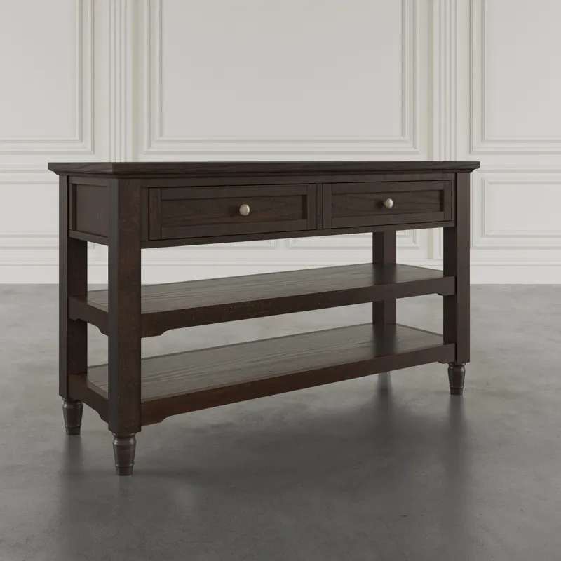 Brentwood Modern Transitional 50" Sofa Console Table With Drawers And Storage Shelves