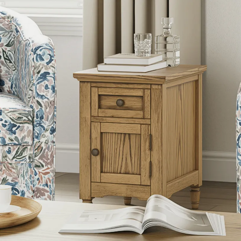 Brentwood Modern Transitional USB Charging End Table With Storage Cabinet