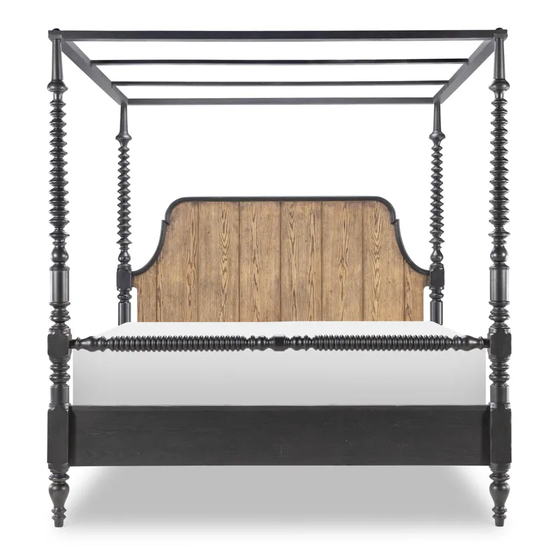 Vintage Market Complete Bobbin Post Canopy Bed - Queen