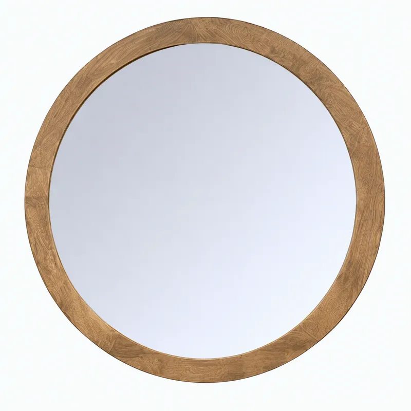 Marion 36" Round Maple Framed Mirror - Latte