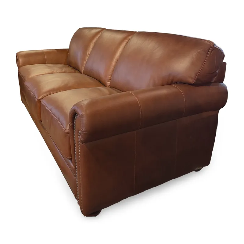 London Walnut Leather Sofa