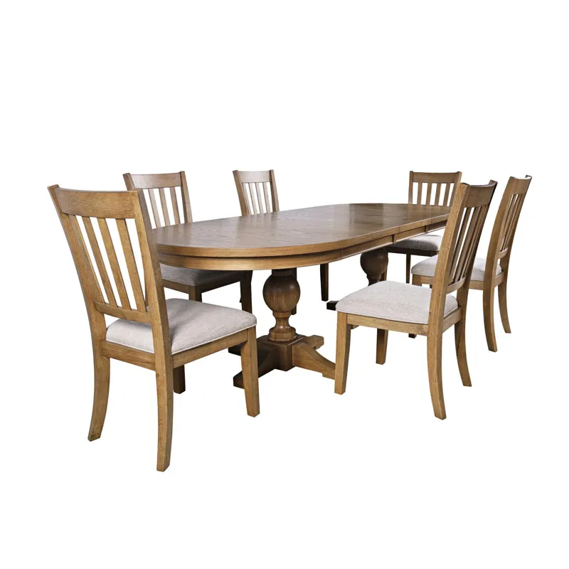 Brentwood 102" Table w/6 Slat Back Chairs - Cascade Oak