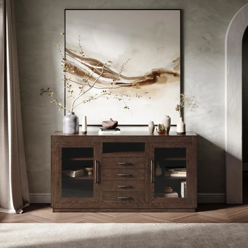 Auburn Hills 60" Contemporary Media Console -  Dark Oak