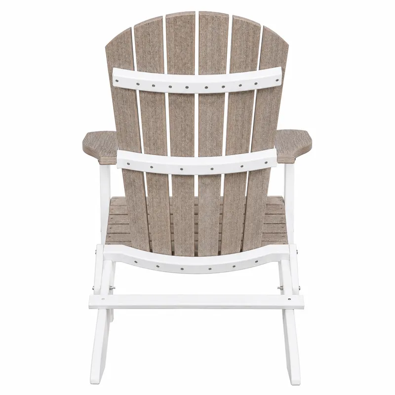 Cambridge Adirondack Outdoor Folding Chair - Weathered Wood/White